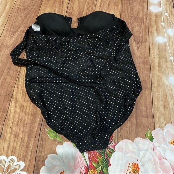 Pure‎ Energy Black Gold Polka Dot Halter One Piece - Picture 3 of 7